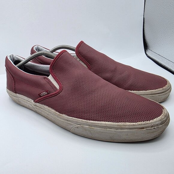 Vans Classic Slip Ons Mens Size 13 Burgundy Sneaker Shoes